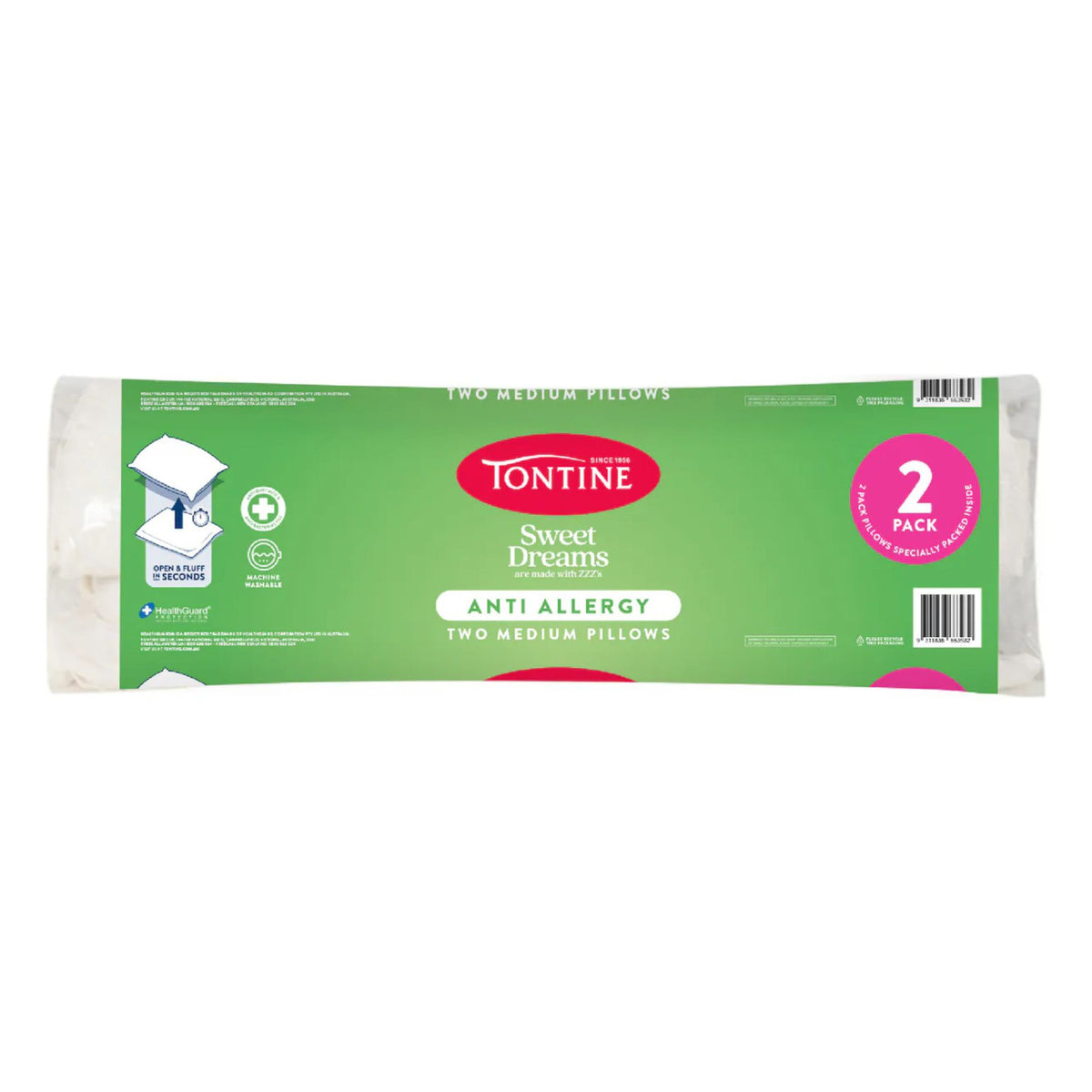 Sweet Dreams Anti Allergy Rolled Pillows 2 Pack – Medium