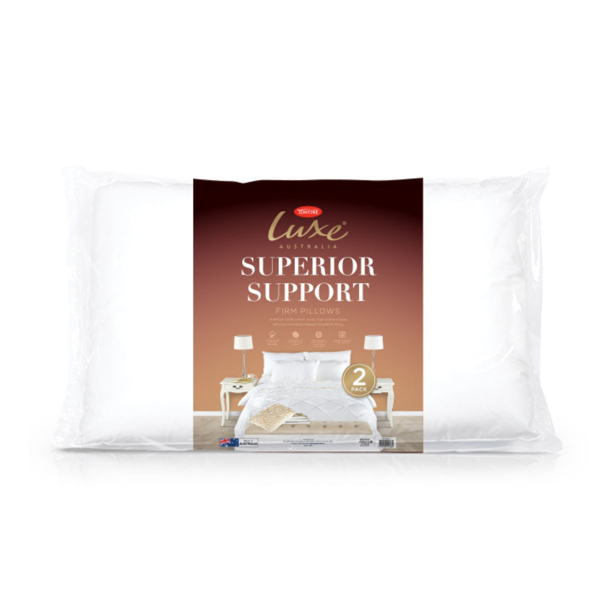 Tontine Luxe Superior Support Pillow - High & Firm 2 Pack
