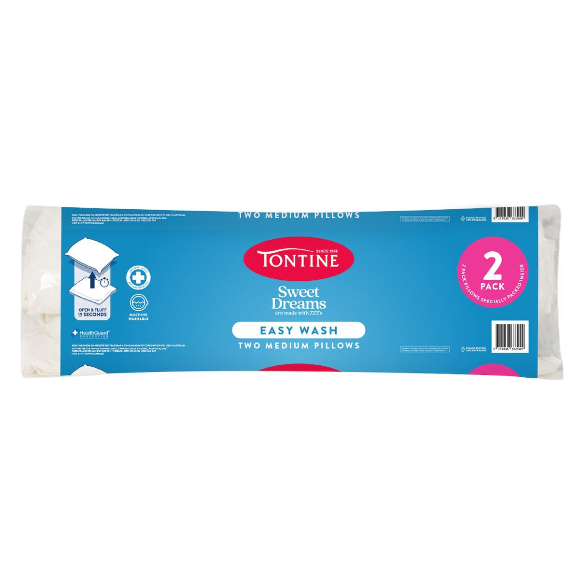 Sweet Dreams Easy Wash Rolled Pillows 2 Pack - Medium