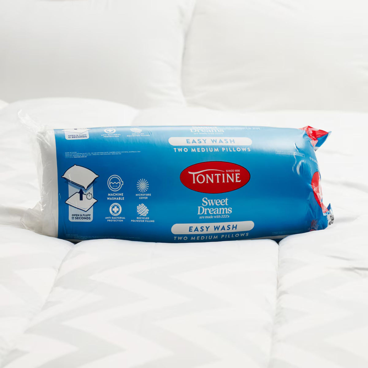 Sweet Dreams Easy Wash Rolled Pillows 2 Pack - Medium