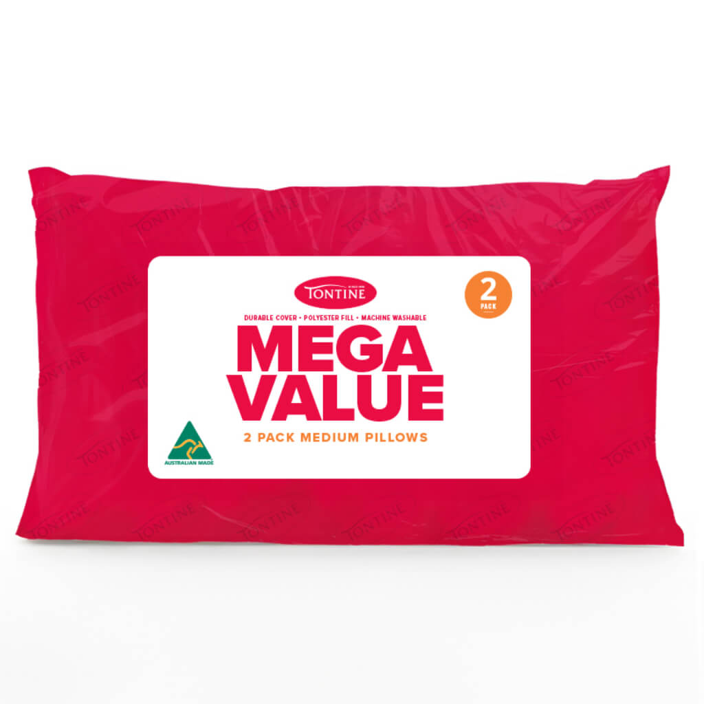 Tontine Mega Value 2 Pack Medium Pillows Medium Height