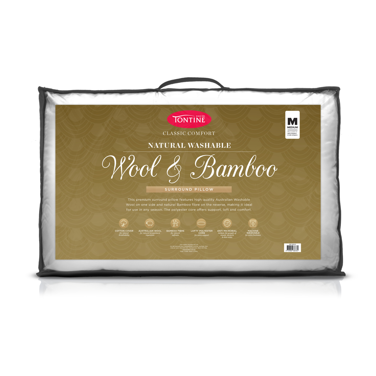 Classic Comfort Natural Washable Wool & Bamboo Surround Pillow - Medium Firm