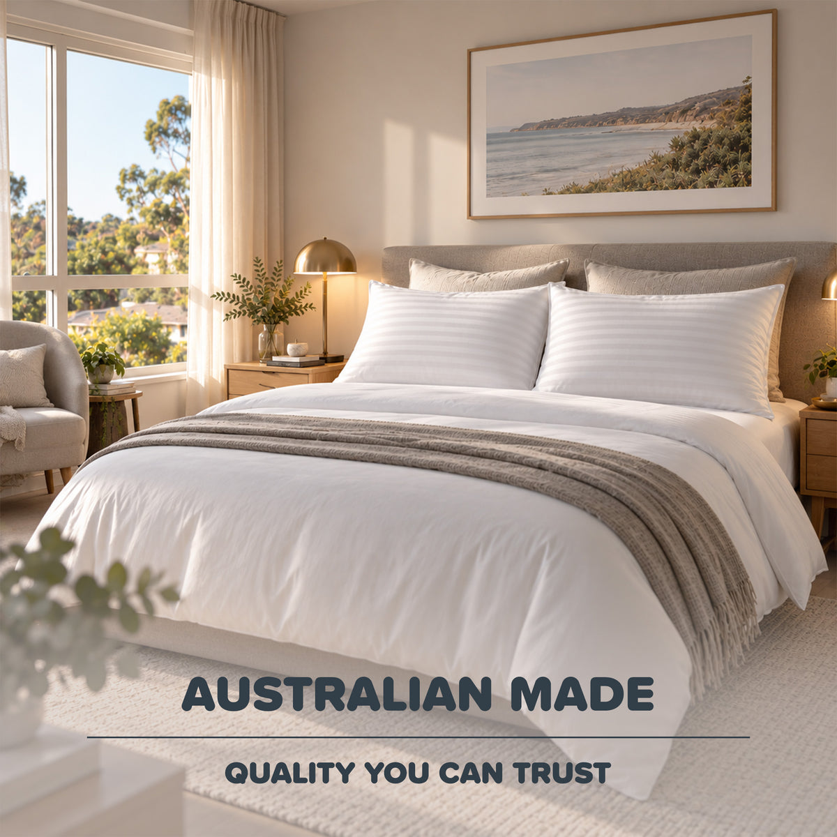 Luxury Hotel Medium Profile Pillows 2 Pack - Microfibre Cover