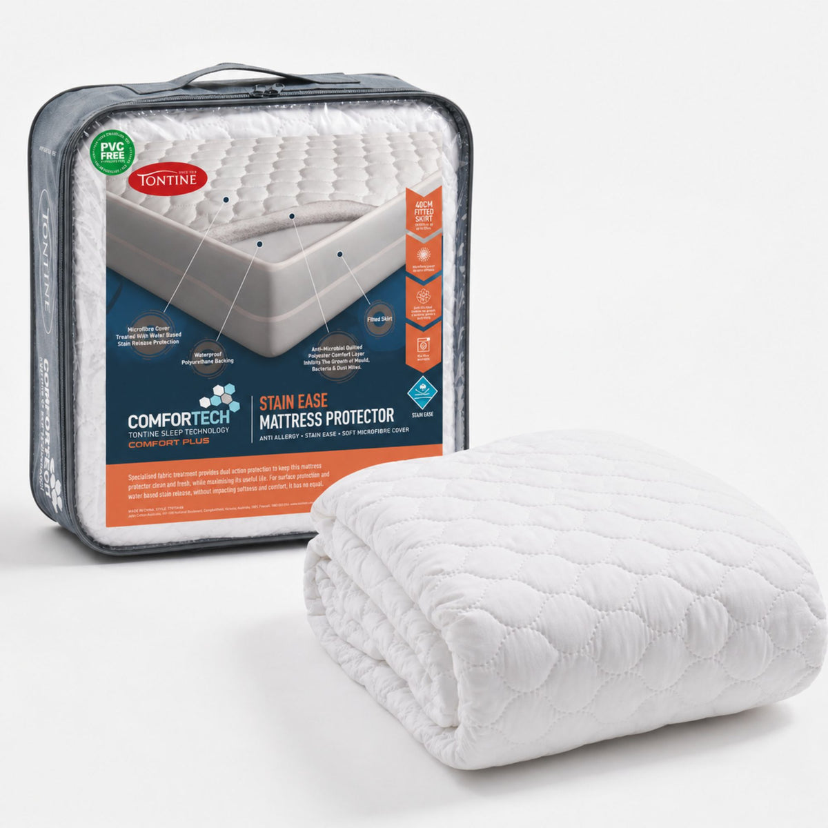 Comfortech Stain Ease Mattress Protector Waterproof 50cm Fitted Skirt