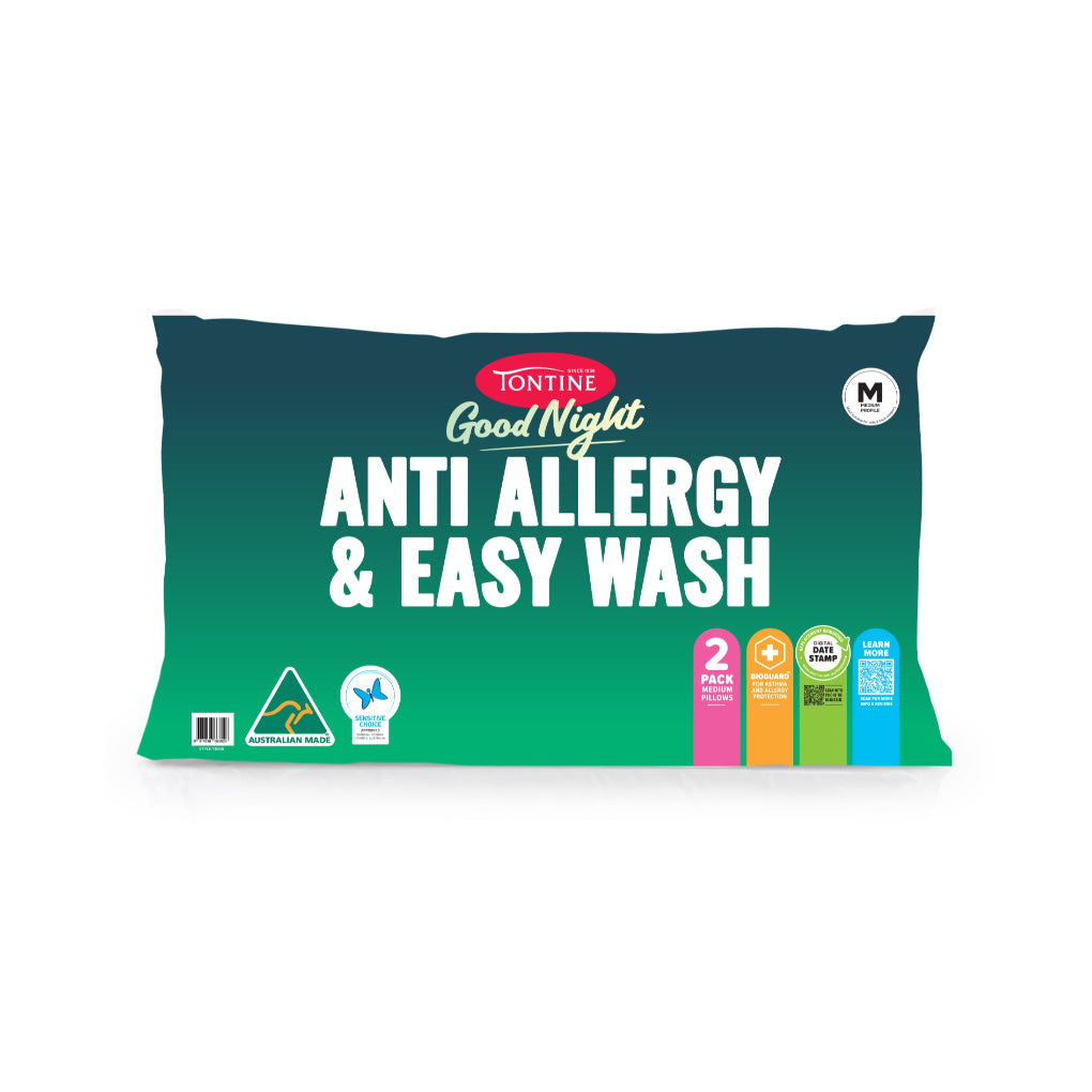 Good Night Anti Allergy & Easy Wash Pillow 2 Pack - Medium