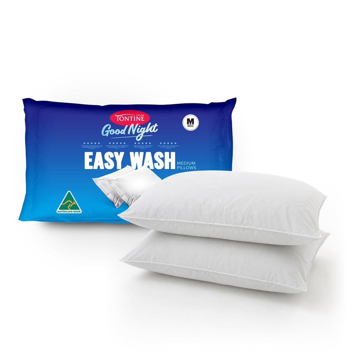 Good Night Easy Wash Medium Pillows 2 Pack