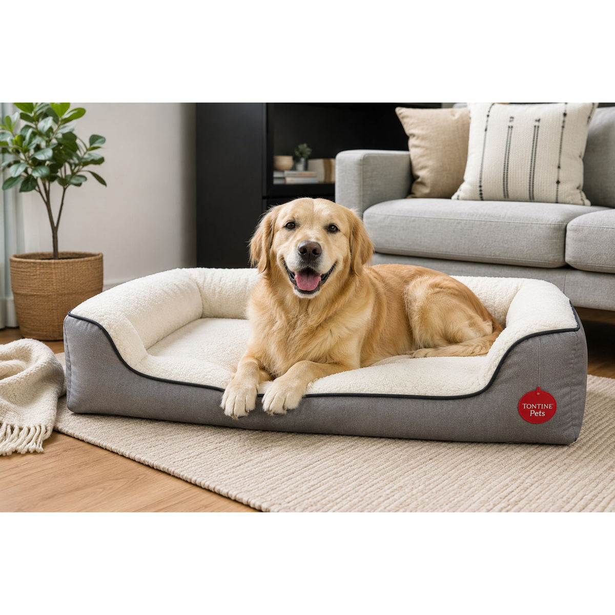 Orthopaedic Sherpa Fleece Dog Basket Bed