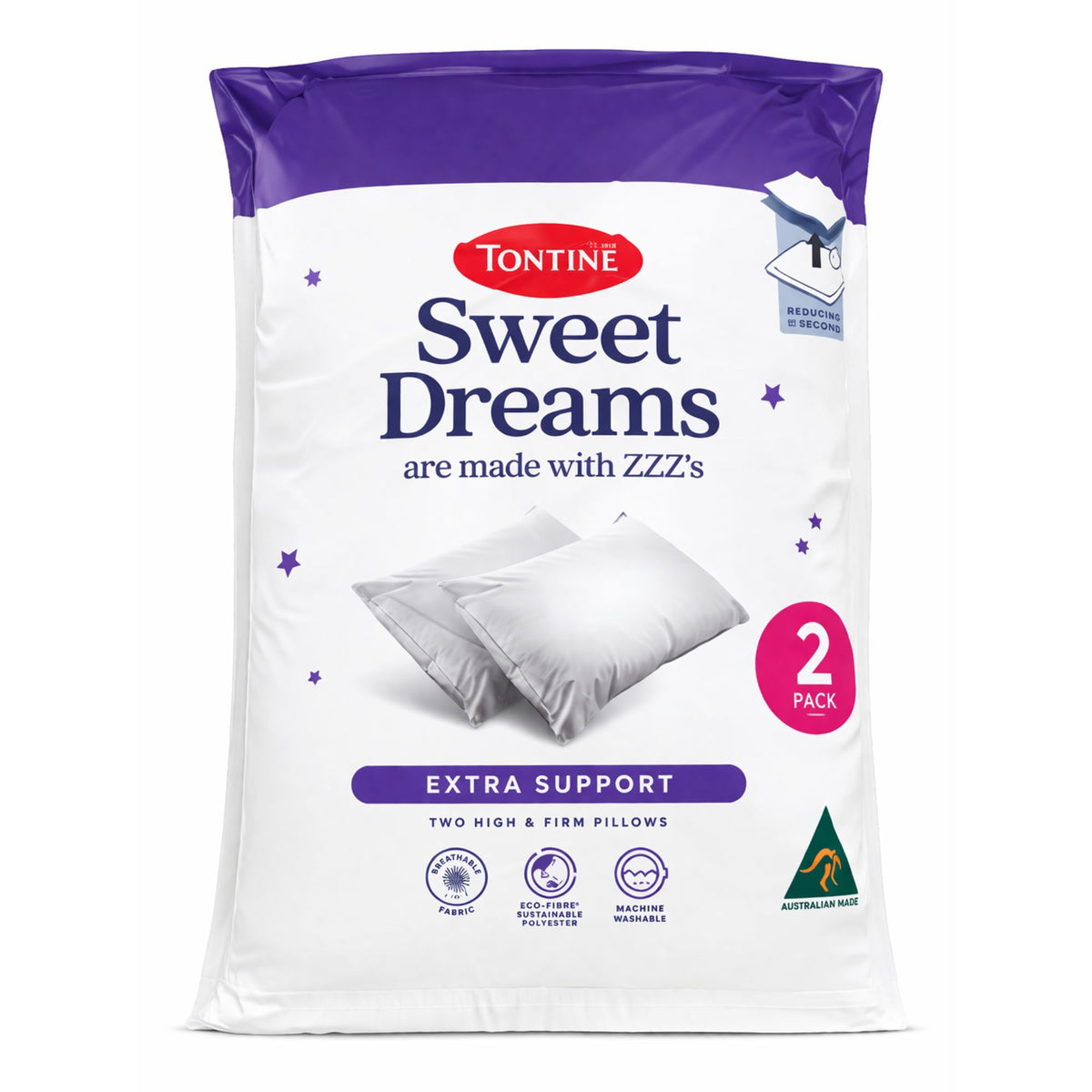 Tontine Sweet Dreams Pillows 2 Pack - High & Firm Pillows