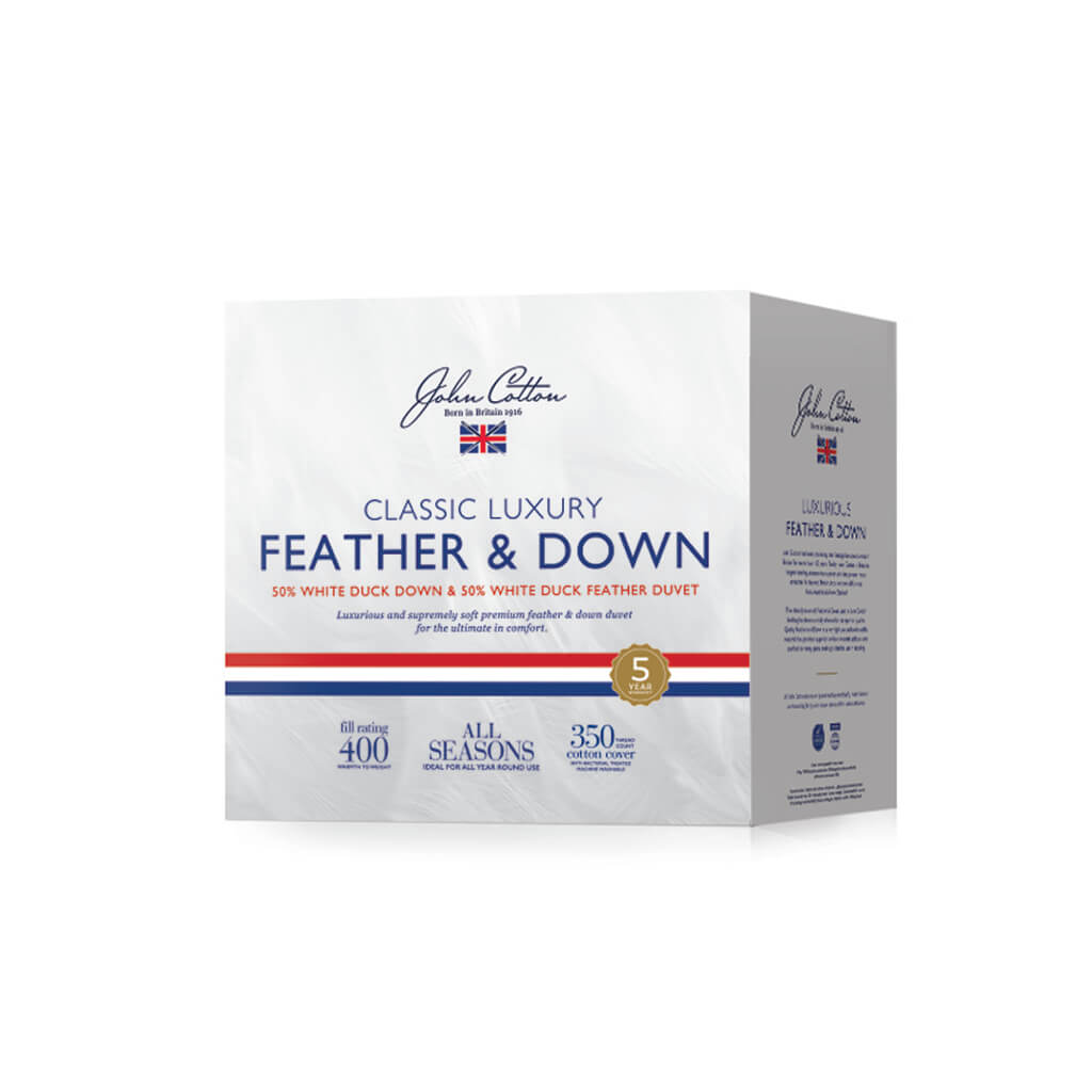 John Cotton 50/50 White Duck Feather & Down Quilt - All Seasons