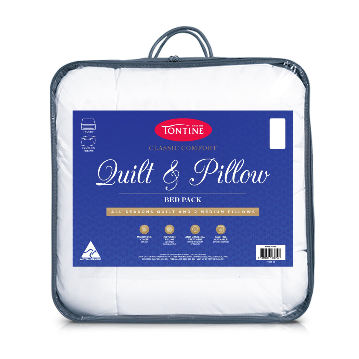Classic Comfort Bed Pack – All Seasons Quilt + 2 Medium Pillows