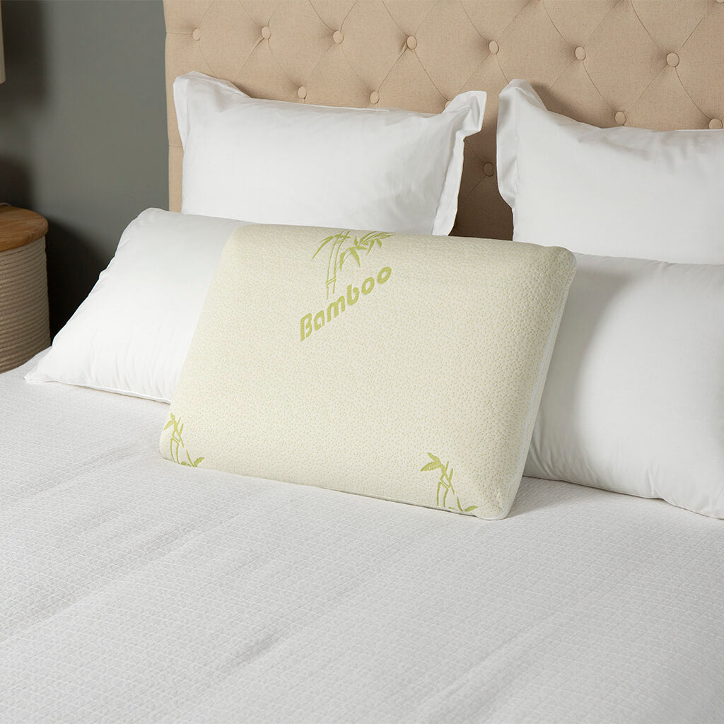 Comfortech Memory Foam Pillow with Bamboo Cover - Medium Height & Firm