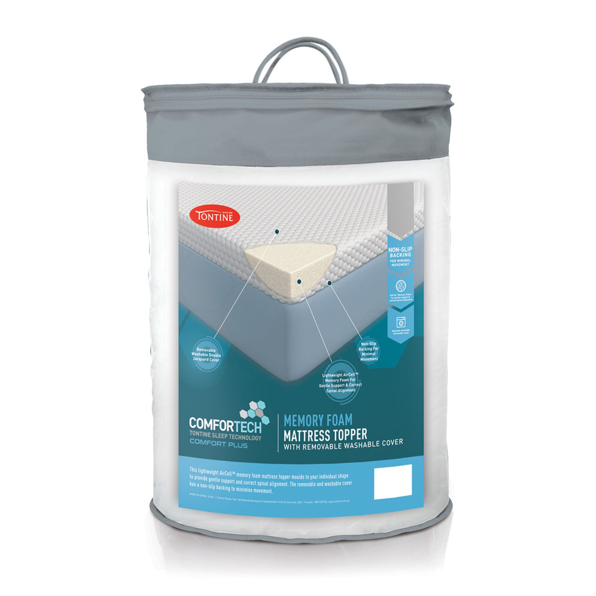 Pressure Relieving Memory Foam Mattress Topper - Queen Bed