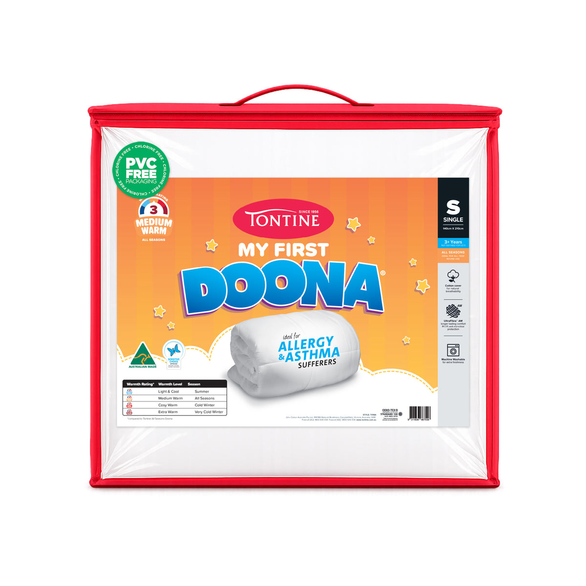 Tontine My First Comfort Set - Kids Pillow & All Seasons Doona Bundle