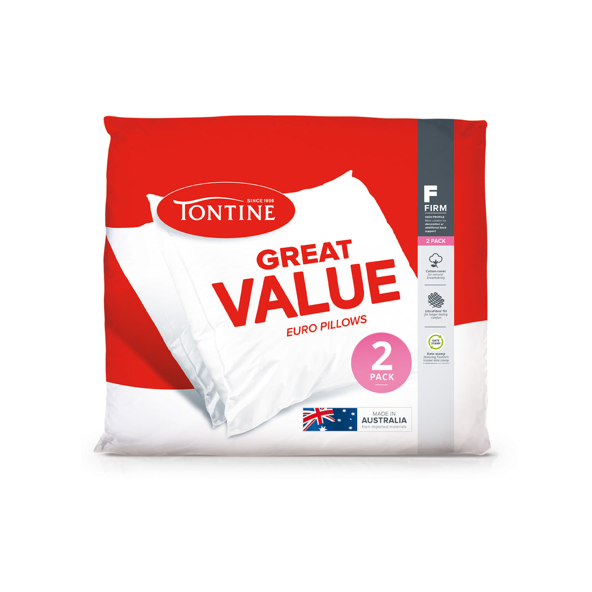 Great Value Euro Pillow 2 Pack