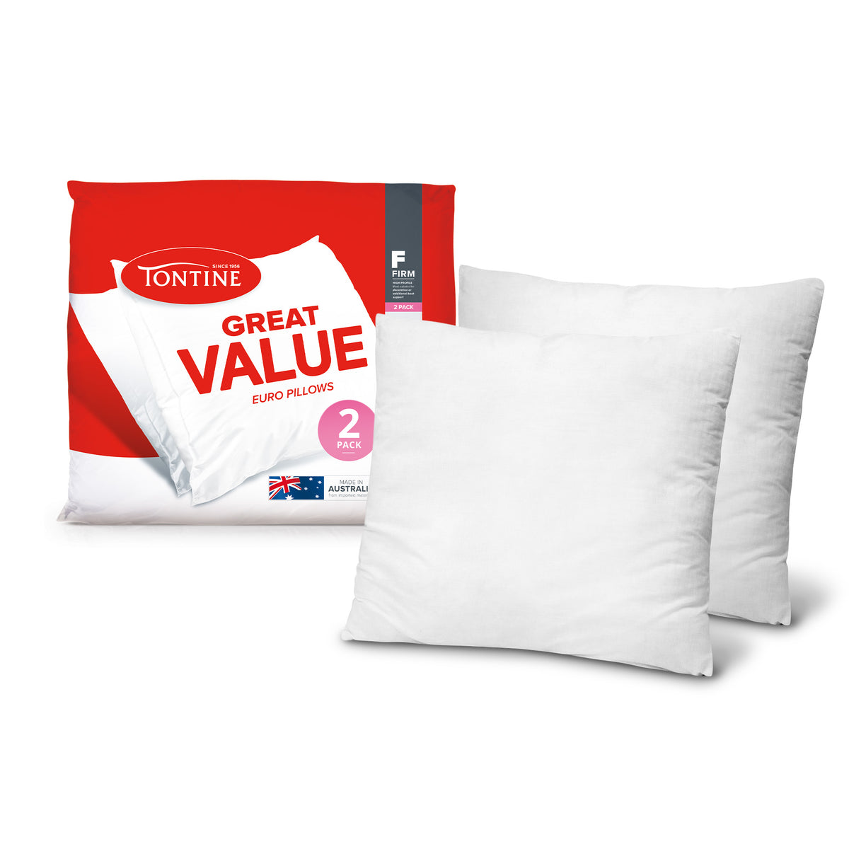 Great Value Euro Pillow 2 Pack
