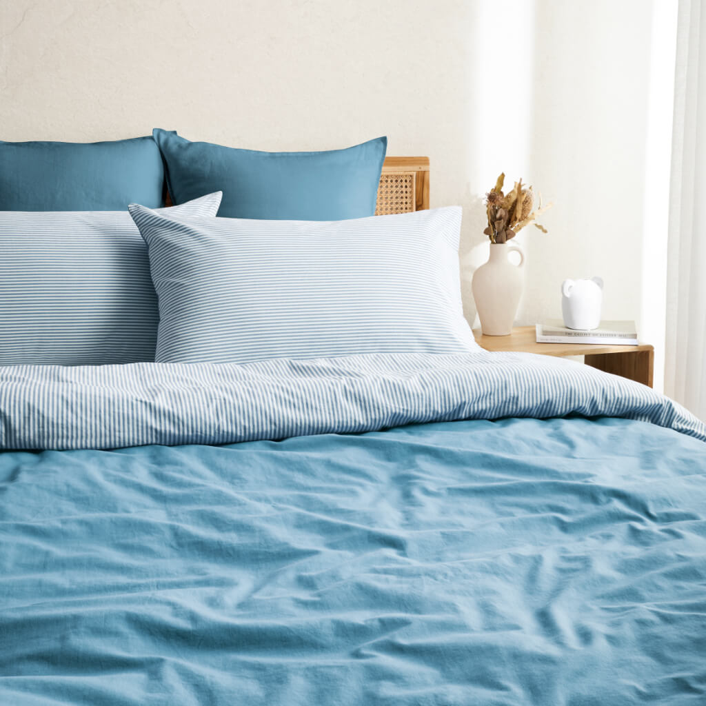 Reversible Vintage Stripe Quilt Cover Set Tontine