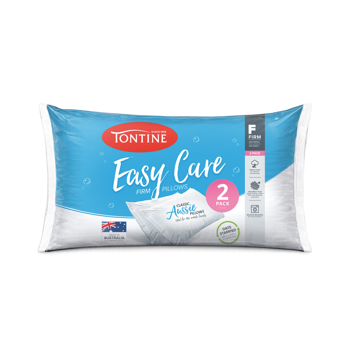 Easy Care High & Firm Pillows 2 Pack - Cotton Cover