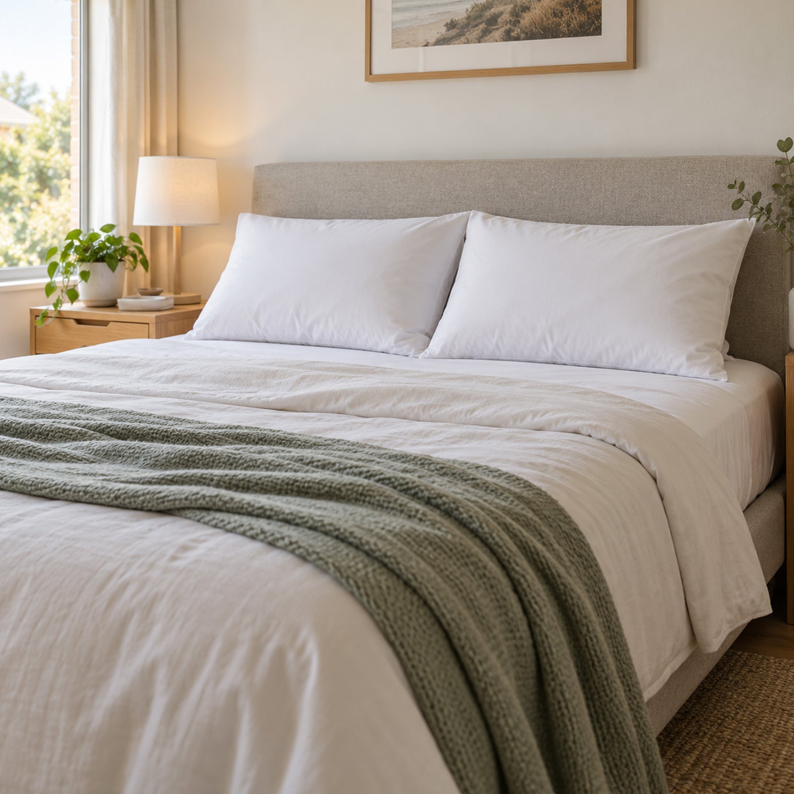 Easy Care High & Firm Pillows 2 Pack - Cotton Cover