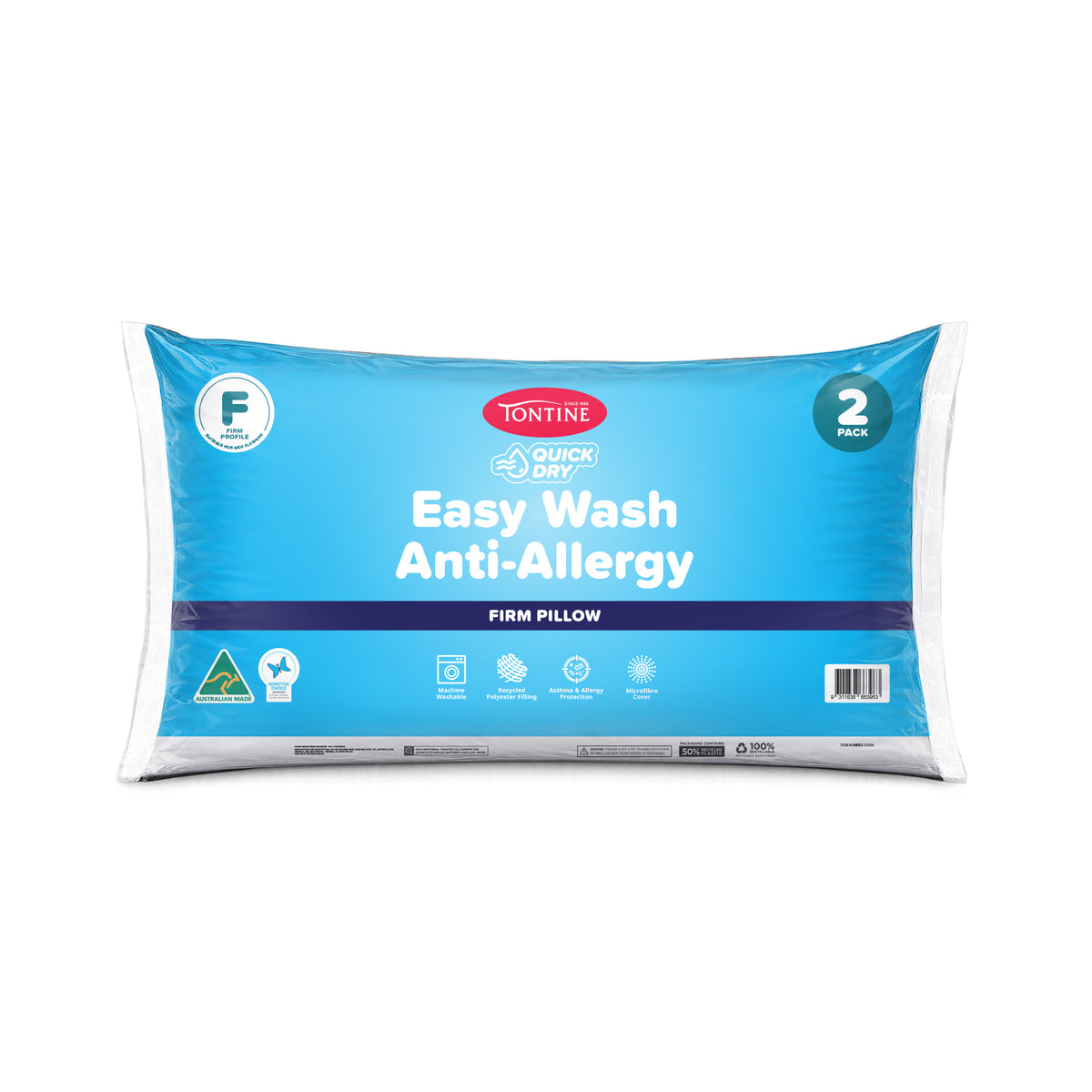 Quick Dry Easy Wash Anti-Allergy Firm Pillows 2 Pack