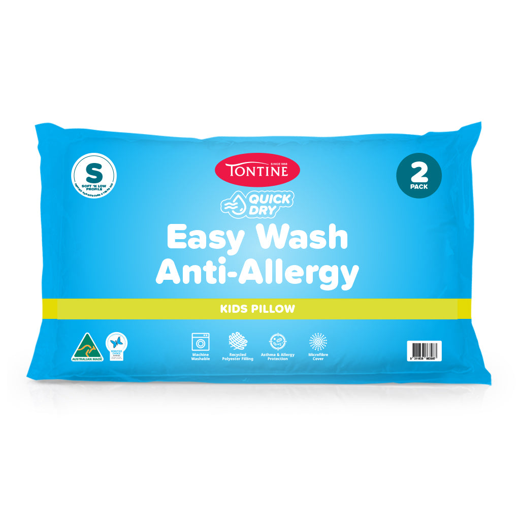 Quick Dry Easy Wash Anti Allergy Kids 2 Pack Pillow