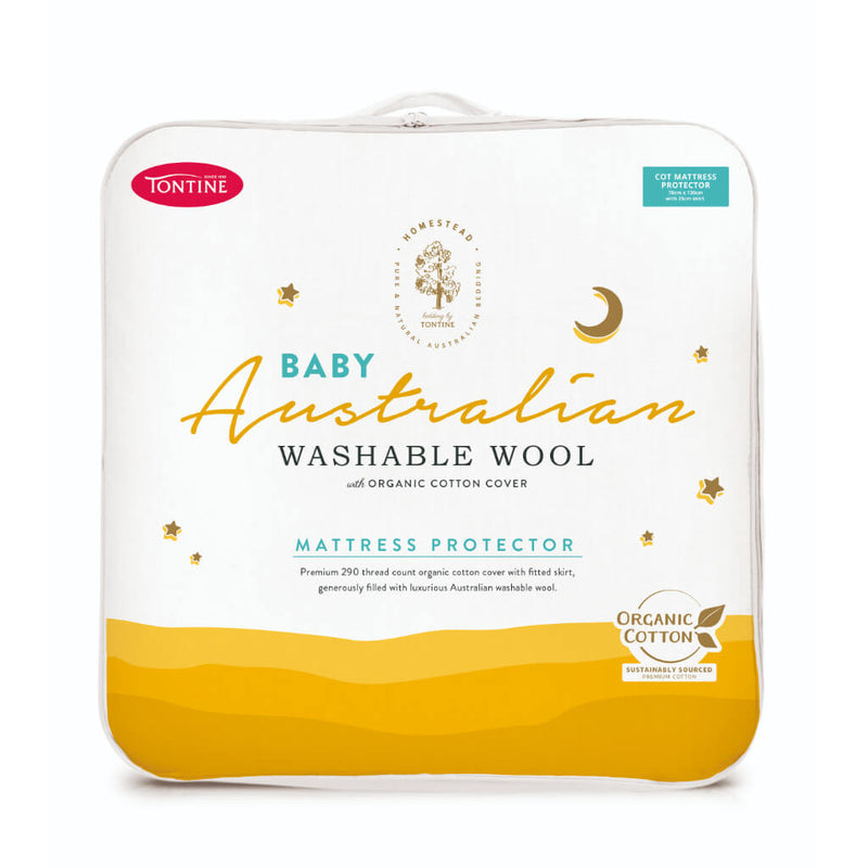 Homestead Baby/Junior Australian Washable Wool Mattress Protector - Tontine