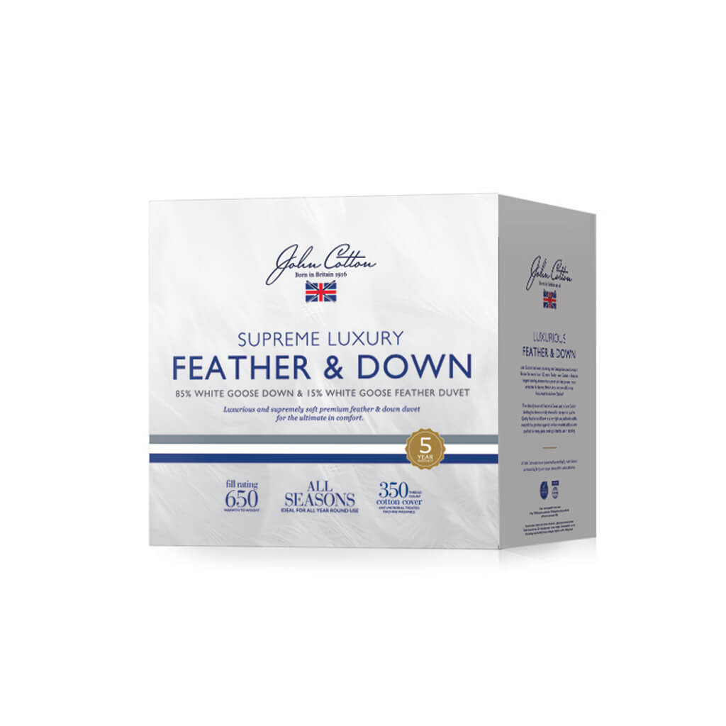 John Cotton 85/15 White Goose Feather &amp; Down Quilt - All Seasons