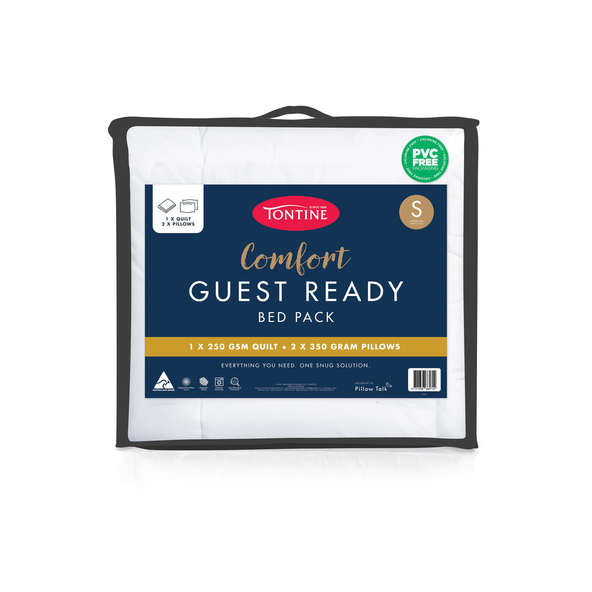 Guest Ready Bed Pack – All Seasons Quilt + 2 Medium Pillows