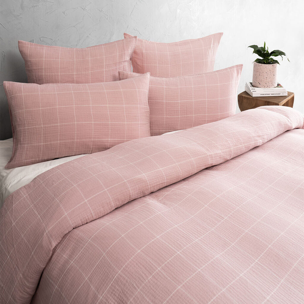 Gauze Grid Quilt Cover Set - Queen Bed