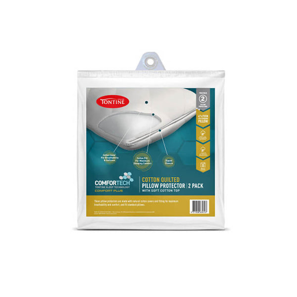 Comfortech Cotton Quilted Pillow Protector 2 Pack Tontine