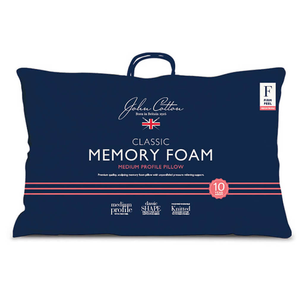 John Cotton Classic Medium Profile Memory Foam Pillow