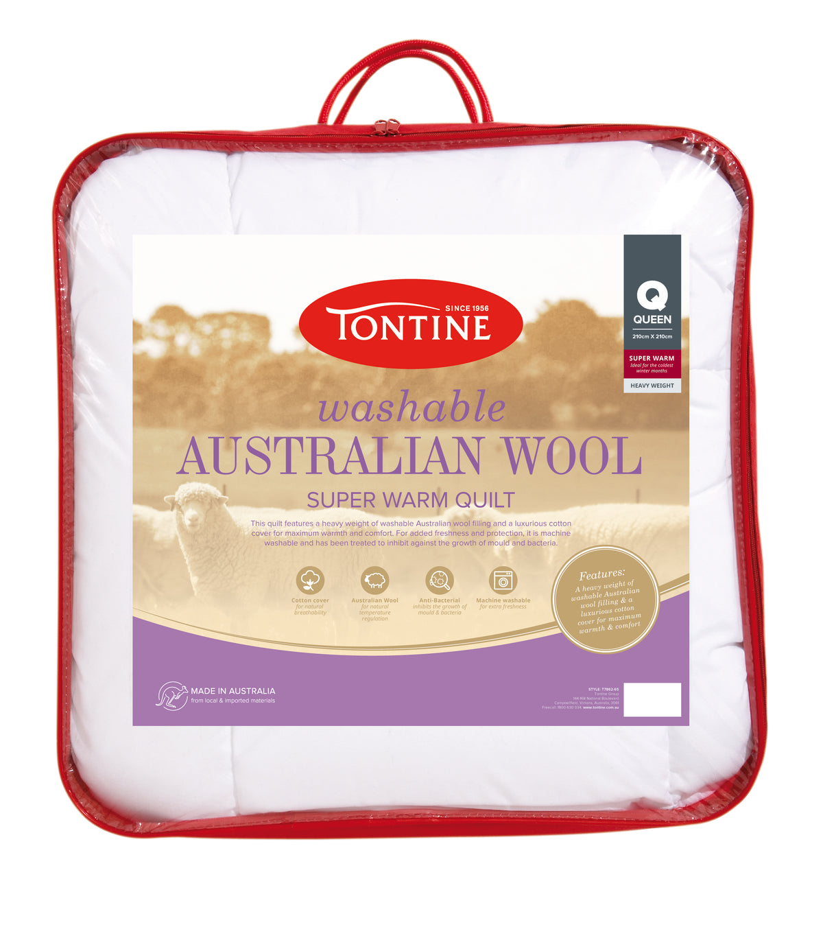Tontine Washable Australian Wool Quilt - Super Warm - Double